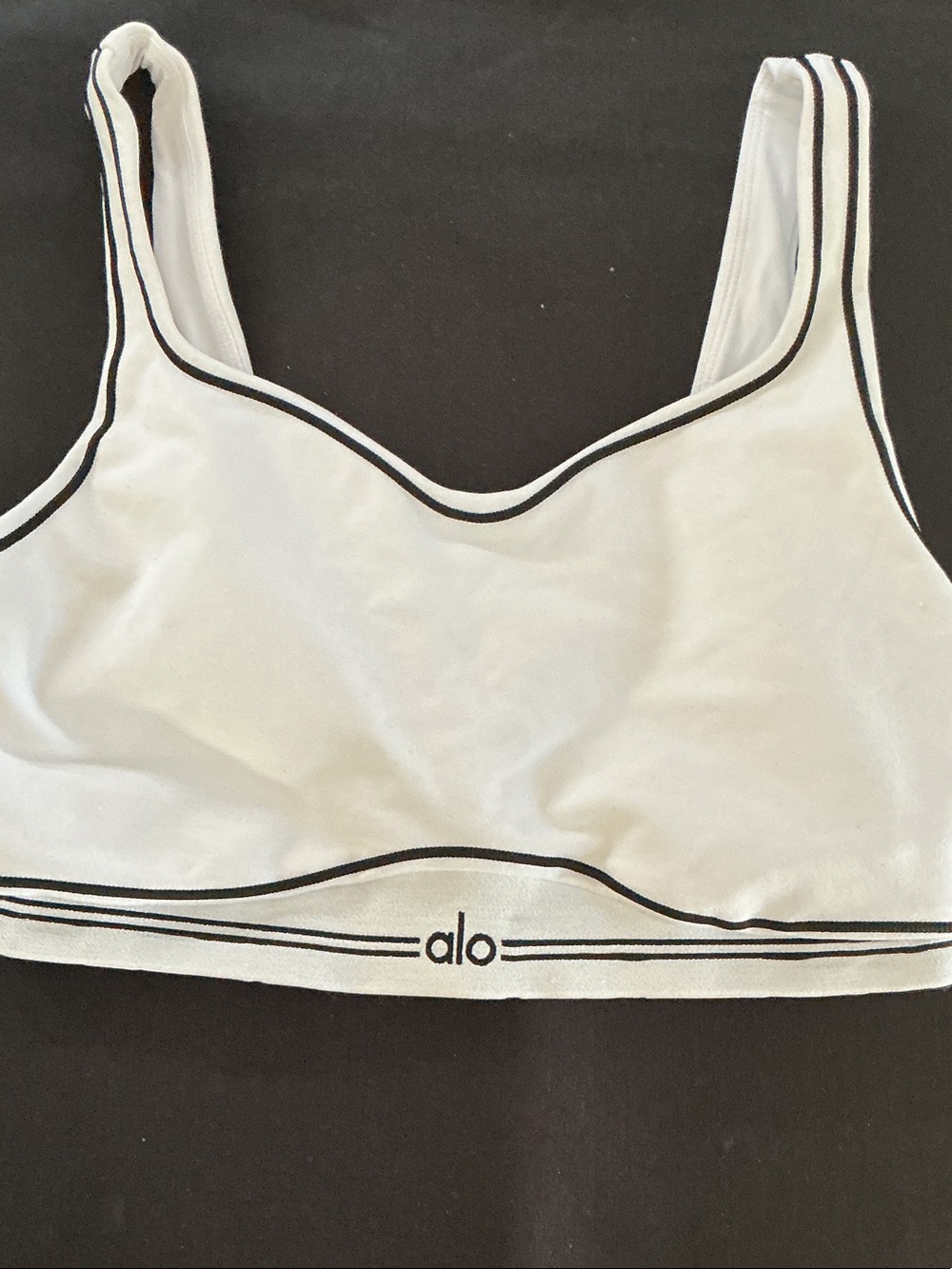 ALO Yoga Airbrush Heart Throb Bra with Black Trim Size Large